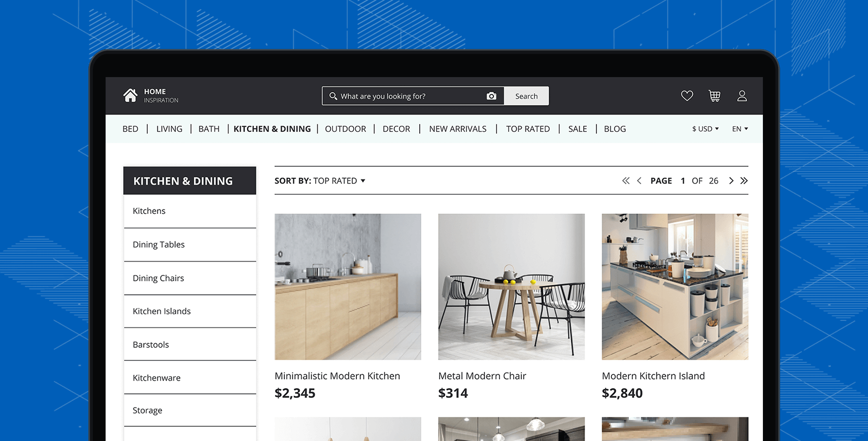 Ecommerce portal interface with products, orders, payments, and customer accounts.