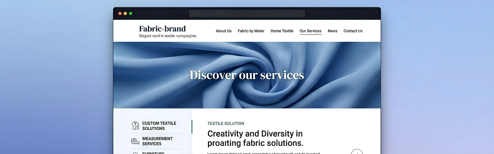 Showcase Website Development for a Fabrics and Home Textile Producer